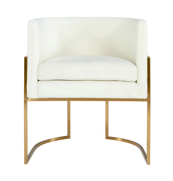 Furniture Edit Giselle Cream Velvet Dining Chair Gold Leg