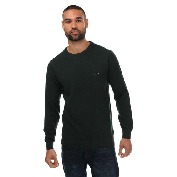 Gant Mens Cotton Pique Crew Neck Sweatshirt - Green
