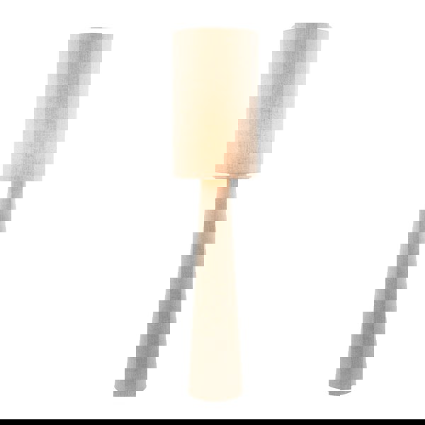 Modern Natural Oatmeal Linen Floor Lamp with Fabric Shade and Base Image 1