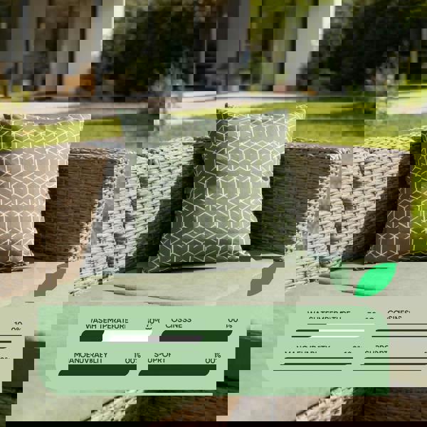 Gardenwize Pair of Outdoor Scatter Cushions – Green Cube Design