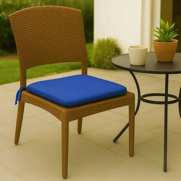 Night Zone Square Chair Seat Pads 38 x 38cm – 3cm Thick Foam Dining Chair Cushions with Ties - Navy