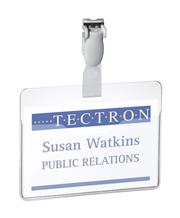 Durable Conference Clip Name Tag ID Badge Holders + Cards | 25 Pack | 60 x 90mm