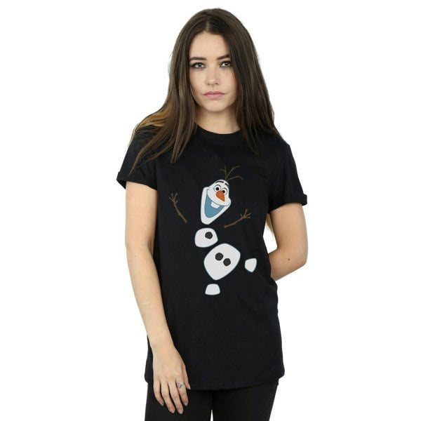 Disney Womens/Ladies Frozen Olaf Deconstructed Cotton Boyfriend T-Shirt - Black