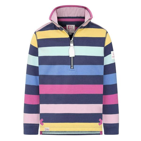 Lazy Jacks Childrens/Kids Striped Quarter Zip Sweatshirt - Twilight - 