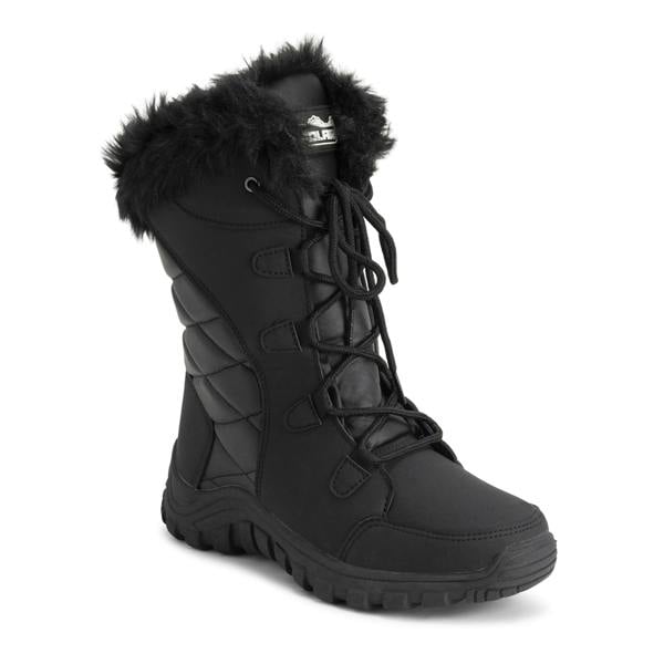 VIVA Women's Quilted Lace Up Waterproof Black Outdoor Cuff Snow Rain Boot