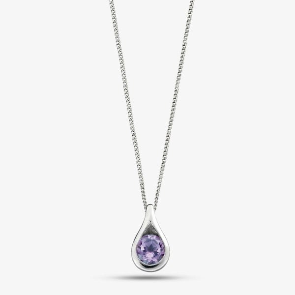 T. H. Baker Silver Amethyst Pendant and Chain GK-P146M