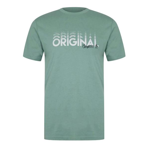 Original Penguin Mens Lettering Crew Neck Regular T-Shirt - Feldspar - 