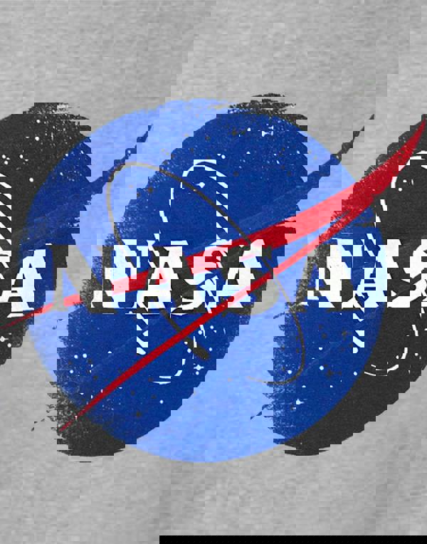 NASA Mens Grey Distressed Logo Short Sleeved T-Shirt