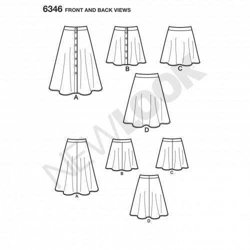 New Look Sewing Pattern 6346, Skirts for Women, A (8-10-12-14-16-18-20) - Easy