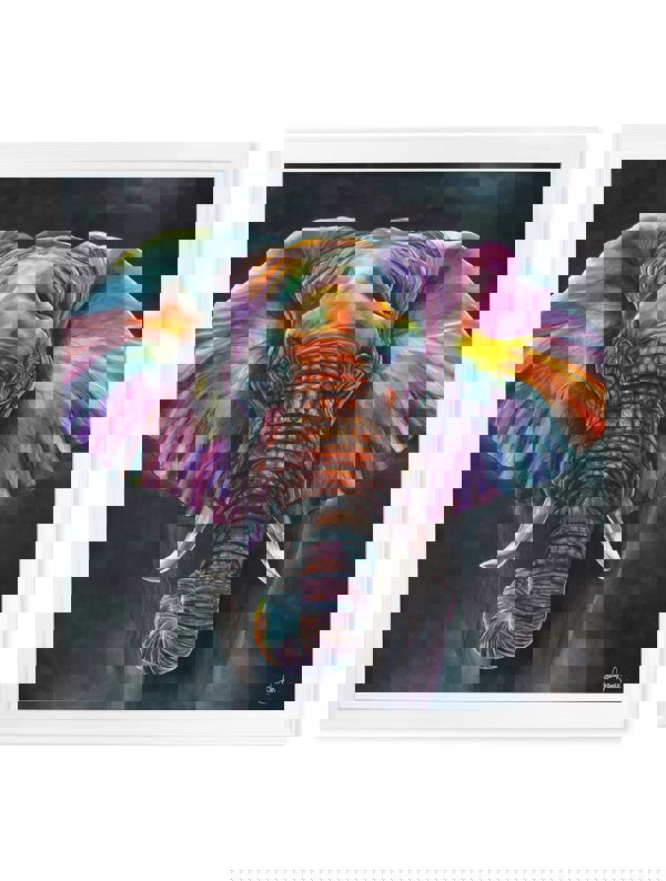 Exceptional Art Elephant Print 'Wisdom' by Amy Ansell - Strong White Square Frame