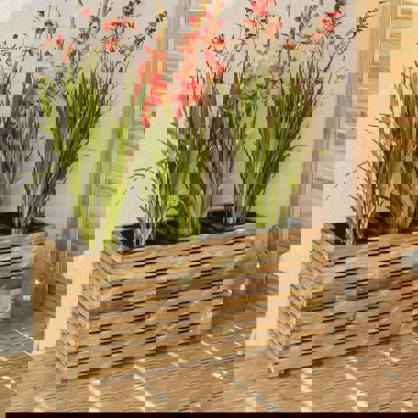 Cerland Horizon Garden Slatted Wooden Planter 90cm x 40cm 40L Modern Trough