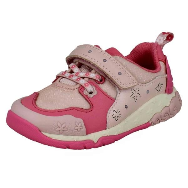 Clarks Girls Clarks Casual Glittery Trainers Tidal Shell
