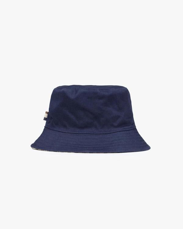 Aquascutum Mens Reversible Cotton Bucket Hat - Club Check 28