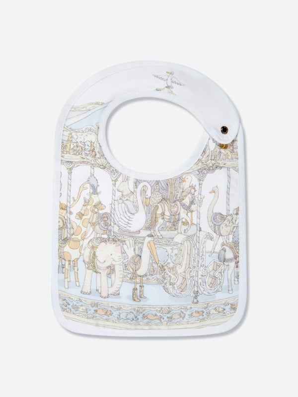 Atelier Choux Baby Boys Carousel Satin Bib in Blue