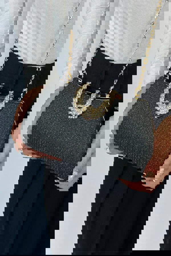 SVNX Black Shimmer Clutch Bag