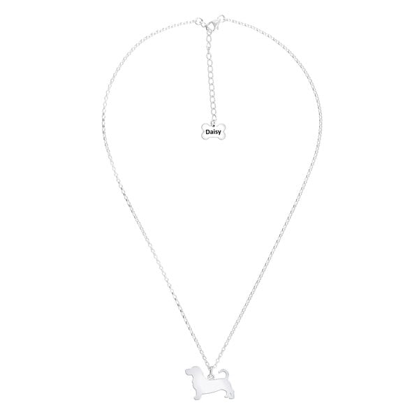 Mylee London Basset Hound Silhouette Silver Necklace - Personalised