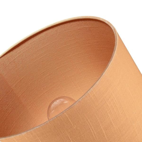 Designer Soft Apricot Cream Textured Linen Fabric Circular Lamp Shade Image 5