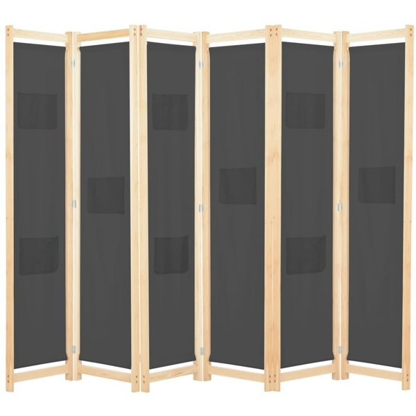 Berkfield 6-Panel Room Divider Grey 240x170x4 cm Fabric