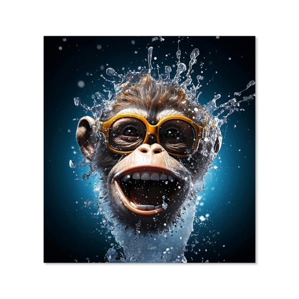 Warren Reed - Designer Splashart Cheeky Chimp Face With Glasses Kitchen Splashback