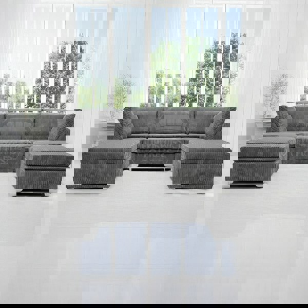 Furnishings For Less Bishop U-Shaped Fullback Jumbo Cord Sofa