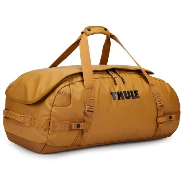 Thule Chasm 70L Duffel Bag Golden Brown Travel Luggage Backpack 100% Recycled