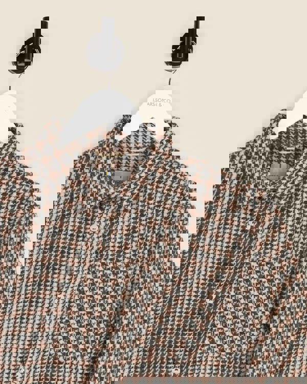 Larsson & Co Cream, Rust & Charcoal Houndstooth Textured Overshirt