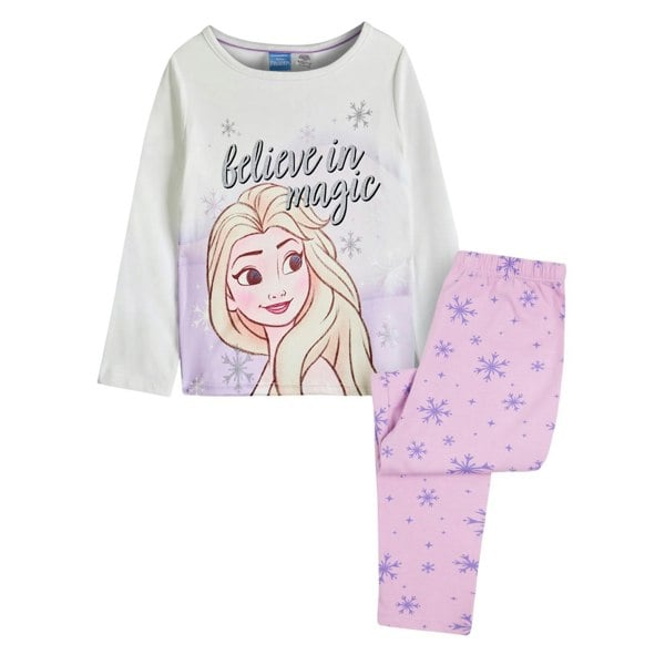 Frozen Girls Believe In Magic Elsa All-Over Print Long Pyjama Set - Purple/White