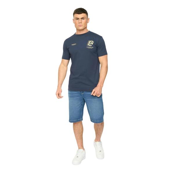 Crosshatch Mens Morville Cotton T-Shirt - Navy - 