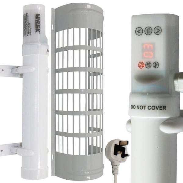 Mylek Tubular Heater 60W Low Energy - Tube 34cm And Cage Guard 31cm - Built in Digital Timer