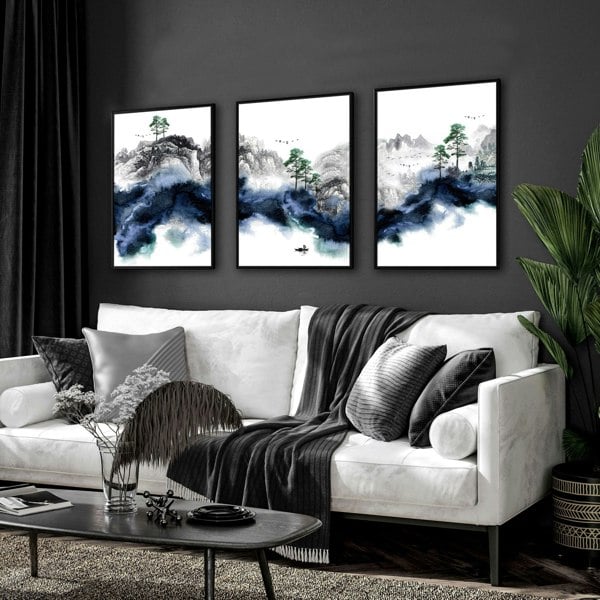 Wall picture for living room | set of 3 Japanese art prints