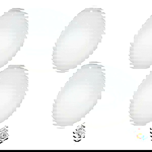 2 PACK Flush Ceiling Light White Shade White Plastic With Crystal Effect LED 21W Loops