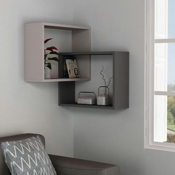 Decortie Ring Corner Wall Mounted Modern Bookcase Display Unit 60cm