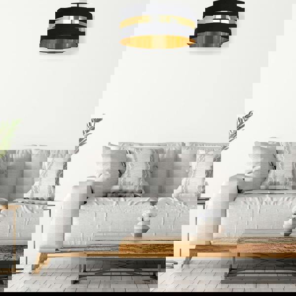 Milagro Palmira Hand Made Designer Ceiling Lamp Black And Gold