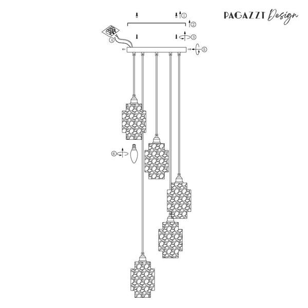 Pagazzi Lighting Evelle 5-Light Chrome Cascading Pendant
