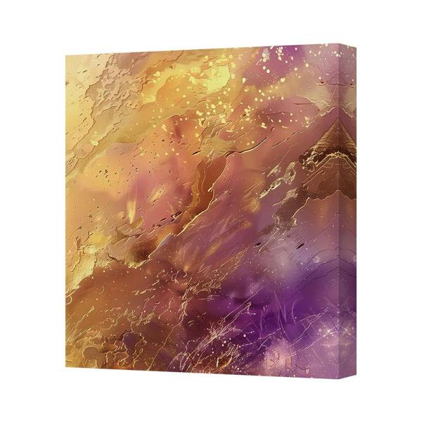 Benjamin Tate Design Abstract Gold Purple Canvas Art Print Gallery Wrapped UK Handmade