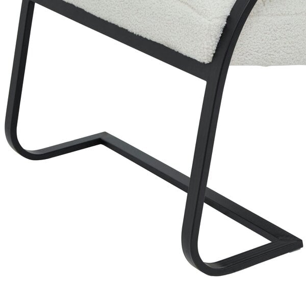Wyld Haus Soft Cream Ribbed Boucle and Black Metal Accent Chair