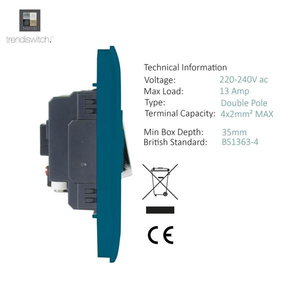 Trendi Switch 13 Amp Fused Spur with Flex Outlet in Ocean Blue