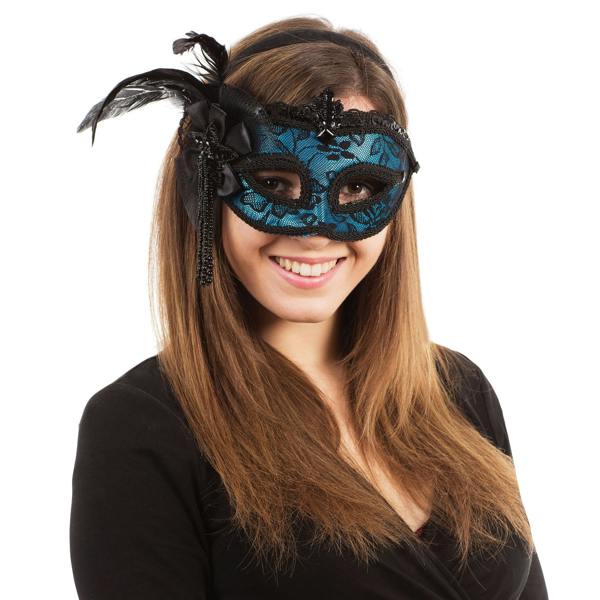 Bristol Novelty Adults Unisex Side Feather Eye Mask - Blue - 