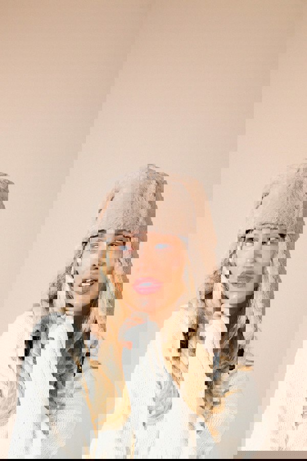 SVNX Plush Trapper Hat In Beige