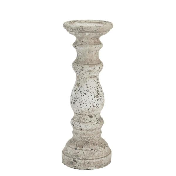 Hill Interiors Ceramic Column Candle Holder - Stone - 