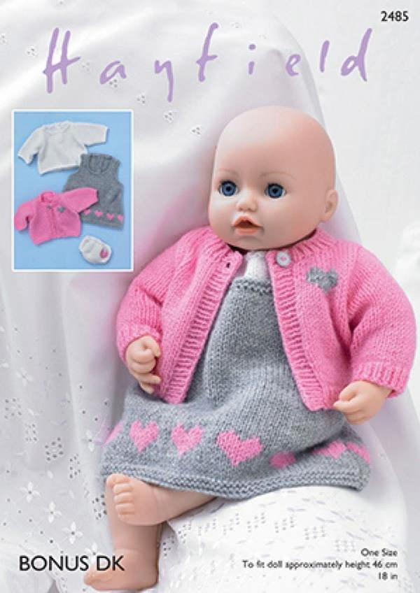 Hayfield Bonus DK Knitting Pattern 2485, Doll Clothes One Size - Advanced
