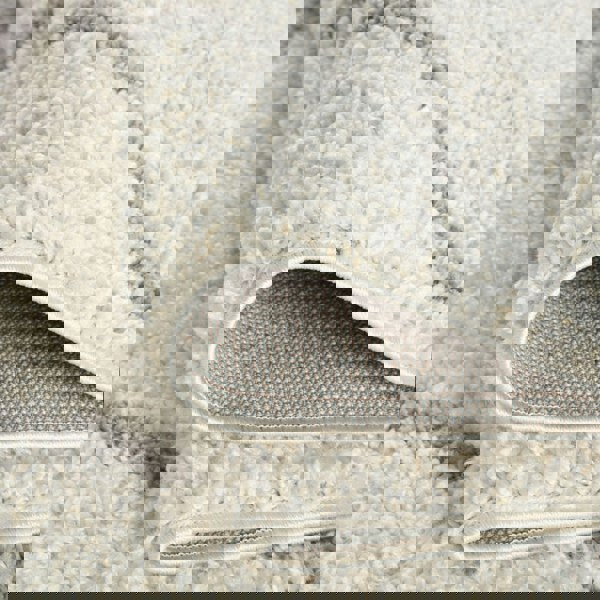 Diamond Design Thick Shaggy Area Rugs Ivory