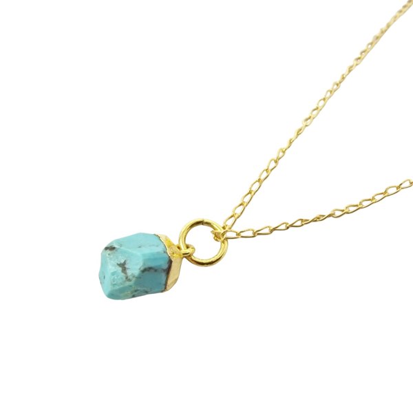 Raw Turquoise December Birthstone Gold Plated Necklace