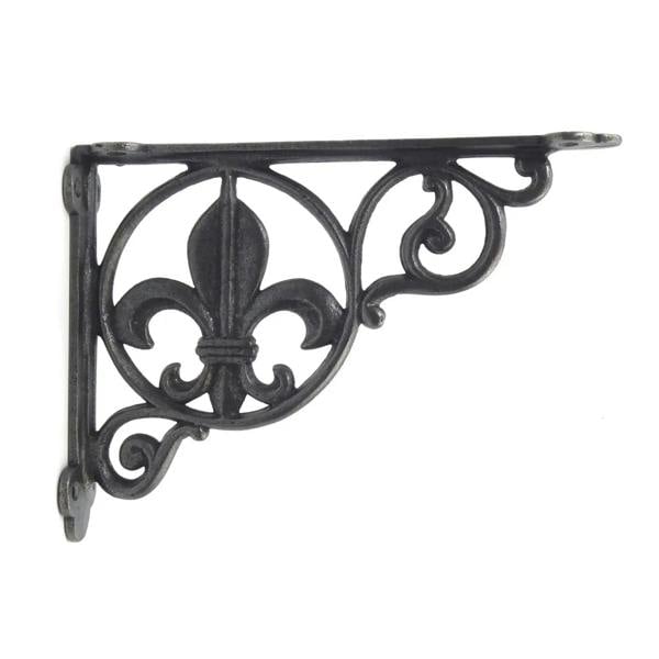 Pair of Antique Cast Iron Fleur De Lis Shelf Brackets - 220mm x 160mm