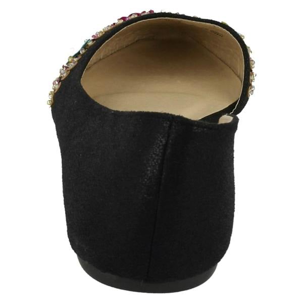 Spot On Ladies Spot On Sequin Ballerinas With Flower Detail F80374