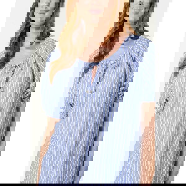 Blue Vanilla Tie Front Stripe Blouse