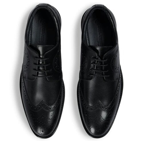Paul Andrew Cambridge - Men's Black Wingtip Brogue Derby Shoes