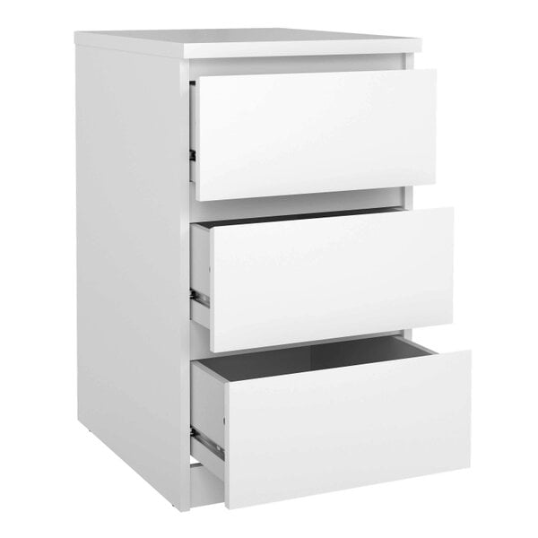 Wyld Haus Budapest White Wooden Bedside Table 3 Drawers