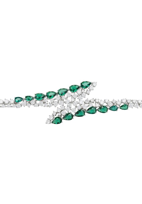 Latelita Baroness Tennis Bracelet Emerald Silver