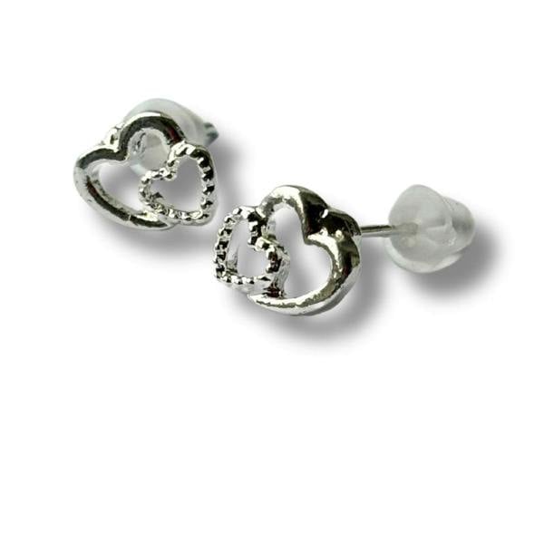 Aye Do Gifts Two Hearts Silver Stud Earrings